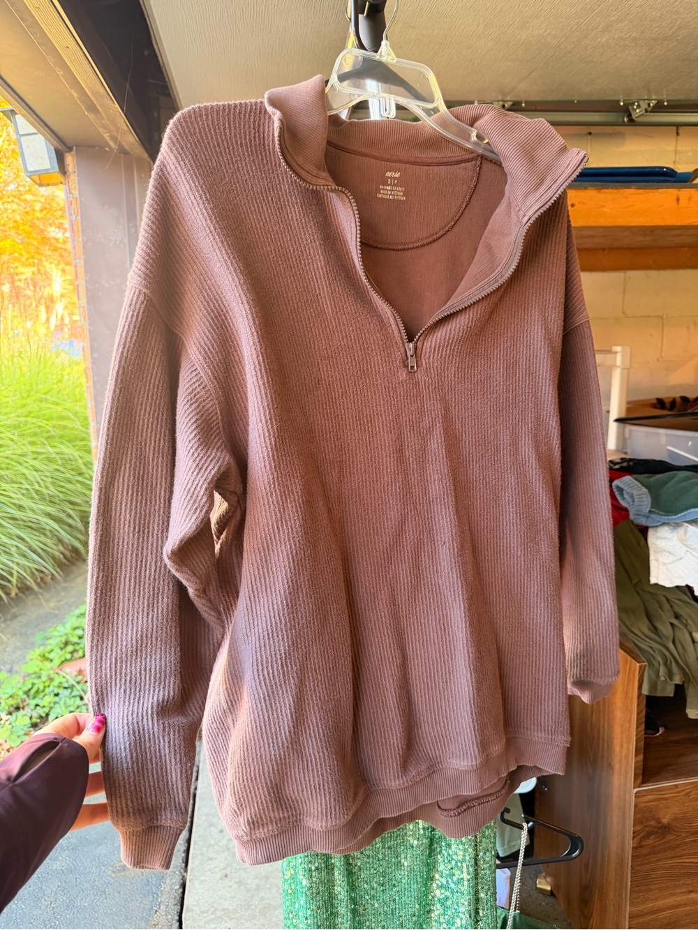 Half-Zip Thermal Pullover Sweater - Mauve